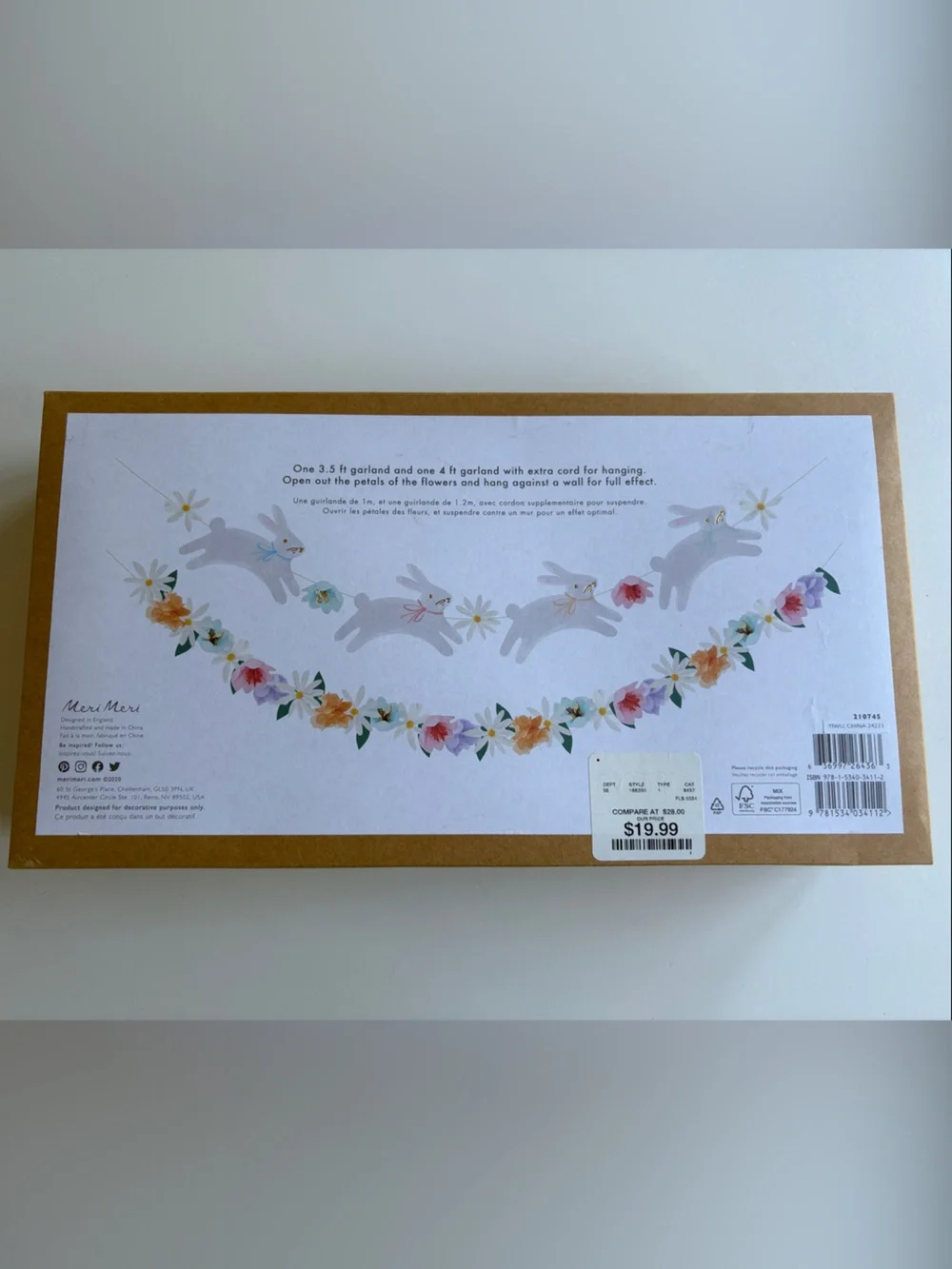 Meri Meri Pastel Bunny Garland - Pink, Mint, Blush